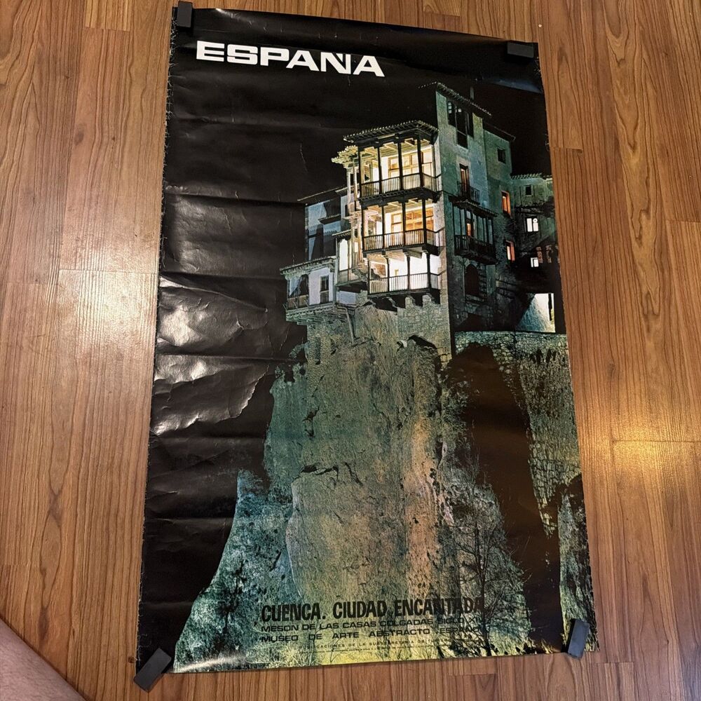 Vintage Espana Travel Poster “hanging House” Rare
